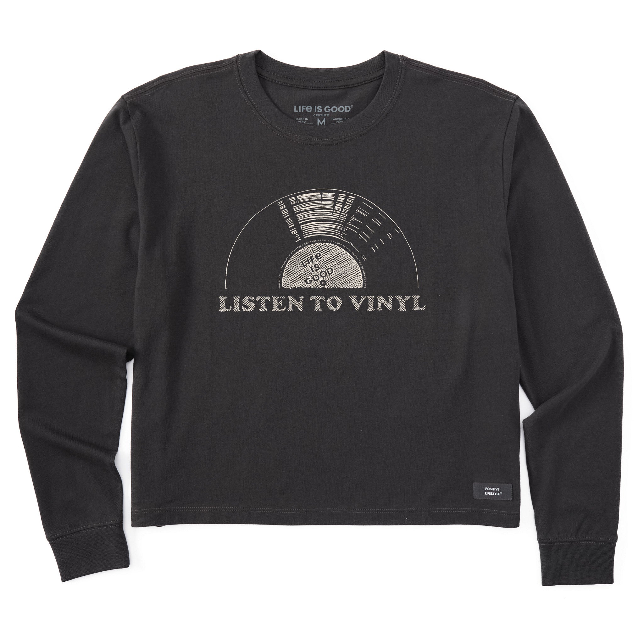 Women's Listen to Vinyl Long Sleeve Crusher Boxy Tee