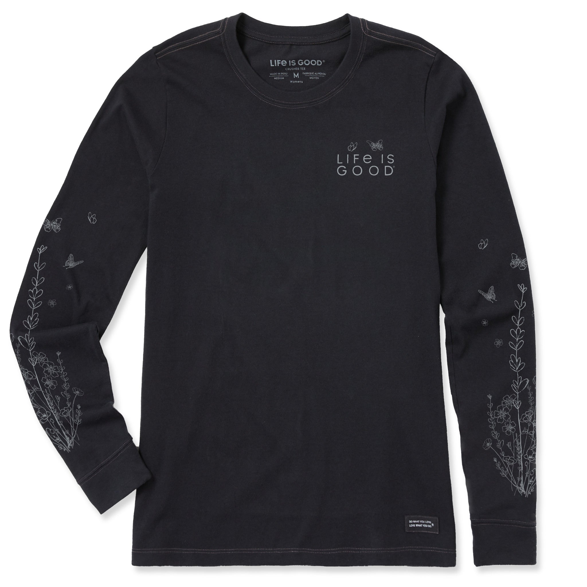 Women's LIG Whimsical Butterflies Long Sleeve Crusher Tee