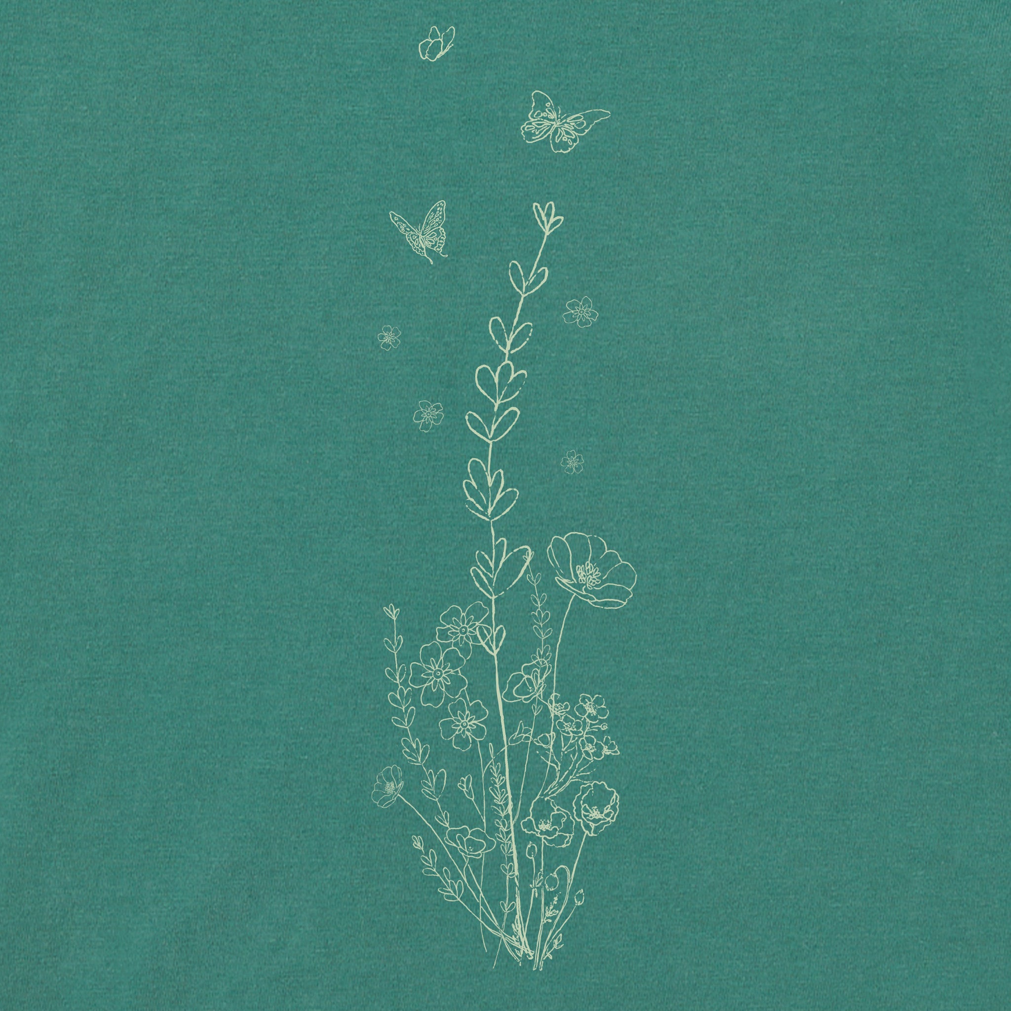 Women's LIG Whimsical Butterflies Long Sleeve Crusher Boxy Tee