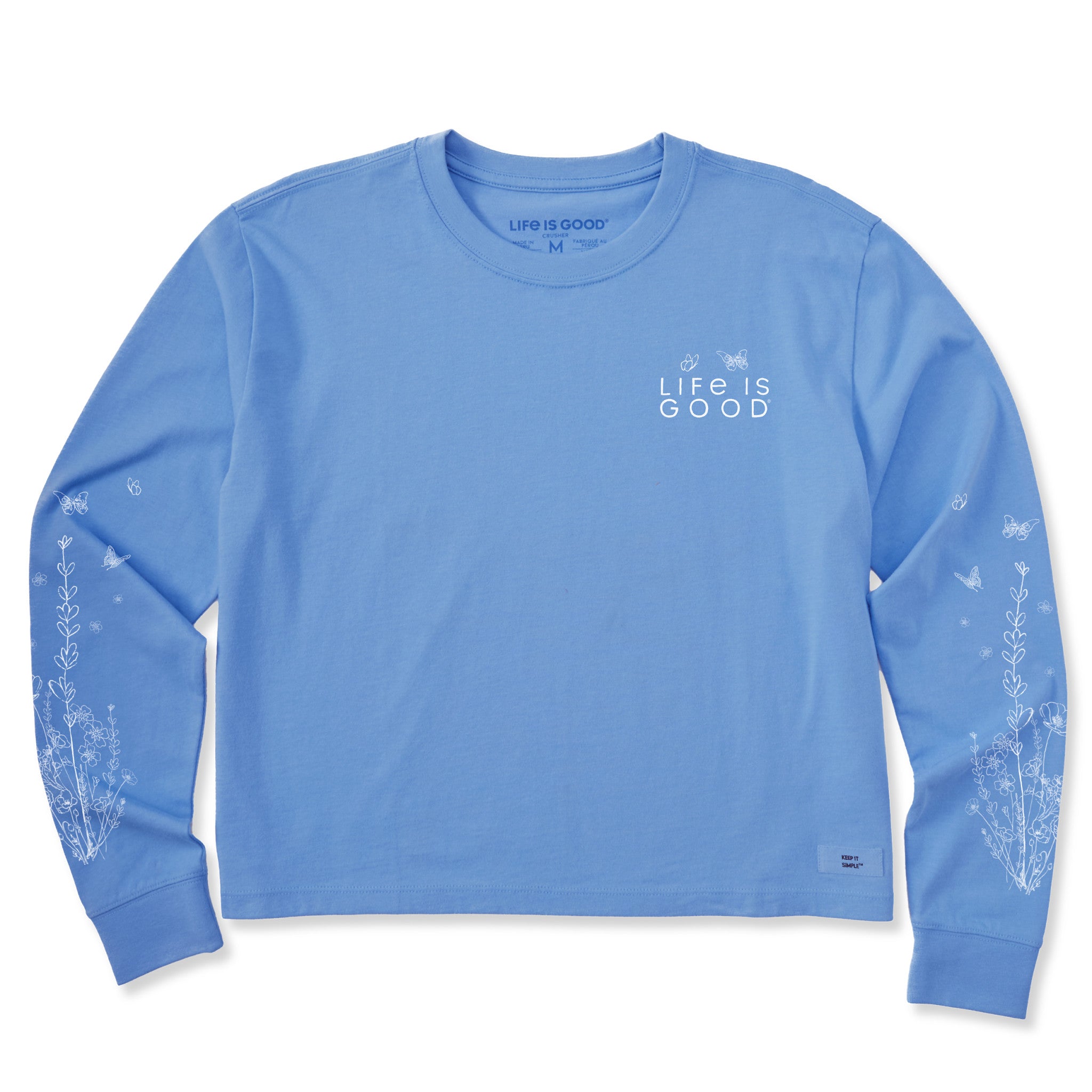 Women's LIG Whimsical Butterflies Long Sleeve Crusher Boxy Tee
